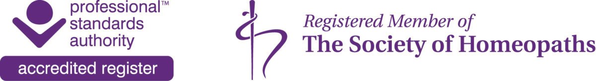 Professional Standards Authority Accredited Register and Society of Homeopaths registered member logos